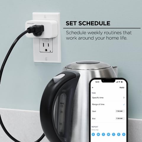 Smartphone screen showing scheduling options for smart plug