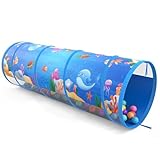 Ocean Play Tunnel for Toddlers, Pop Up Undersea World Crawl Through Tunnel, Collapsible Portable Play Tunnel Indoor Outdoor Action for Boys and Girls