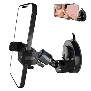 Universal Mirror Shower Phone Holder Mount 360 Degree Adjustable 3.2 inch Suction Cup Phone Mount Stand Glass Mirror Bathroom Kitchen Shower Great Gift for TikTok YouTube