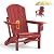CLOUDEEP Folding Adirondack Patio Chairs, HDPE Fire Pit Chairs Weather Resistant, Outdoor Adirondack Chair with Cup Holder and Umbrella Hole, Wood Texture, Dark Red