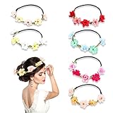 🌹【Hochzeit Stirnbänder】Kranz Haarschmuck elastische Girlande Erhalten Sie in Sekundenschnelle einen makellosen Look, und das hintere Ende der Girlande ist mit einem Bungee-Cord-Design versehen, sodass Sie es unterwegs tragen können, wodurch es perfekt für jeden Anlass ist.