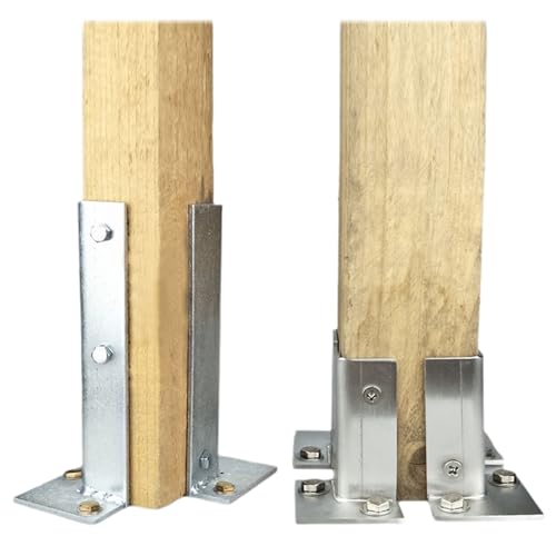 Staffe di base regolabili resistenti per recinzioni e cassette postali 4 x 4, 3 x 3, 2 x 4, 2 x 2, 1,5 x 1,5, ringhiera per cassette postali e flangia per pergola, supporto con viti (2 pezzi, 40 x 100