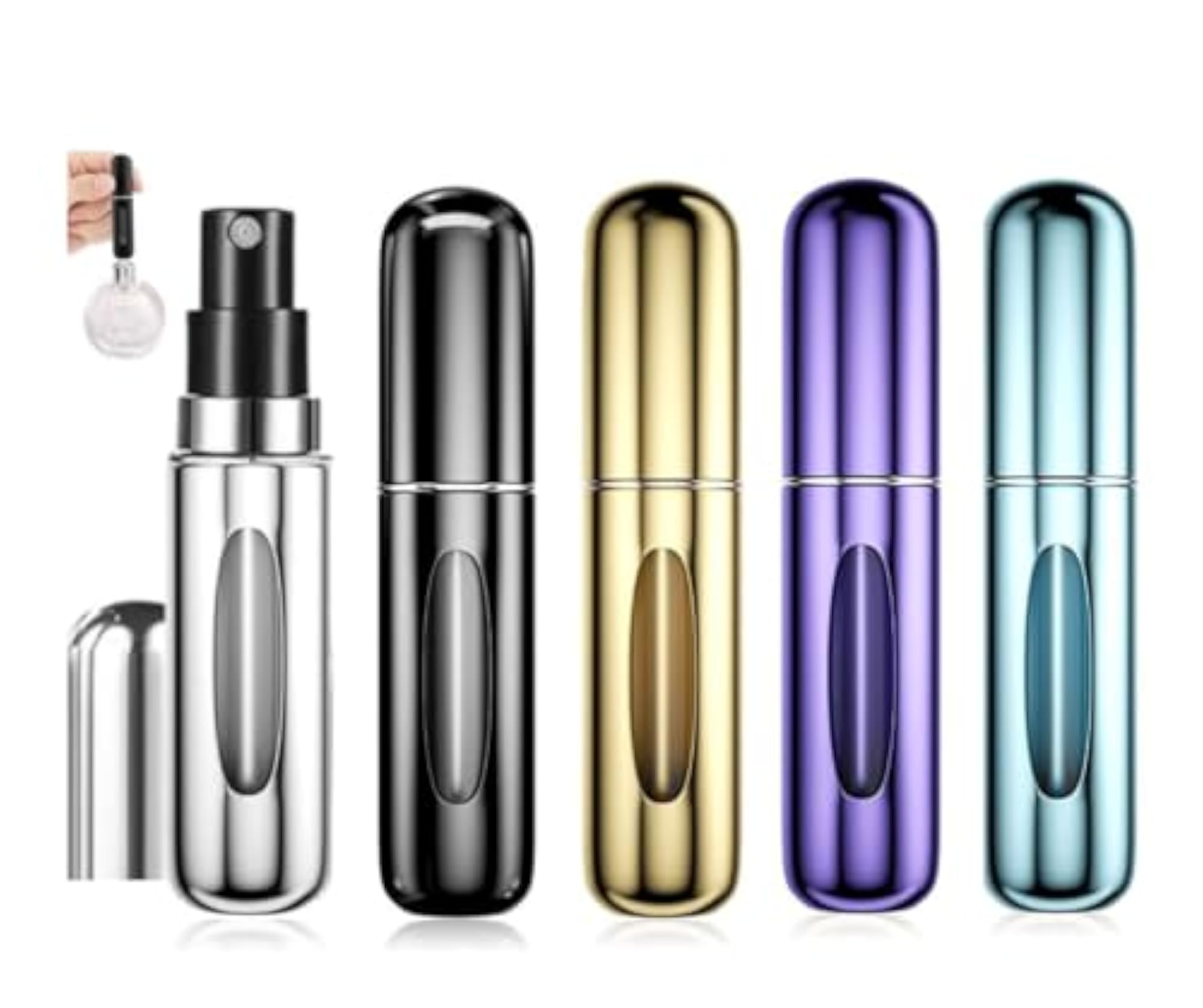 5pcs 5ML Refillable Perfume Atomizer, Portable Mini Spray Bottle