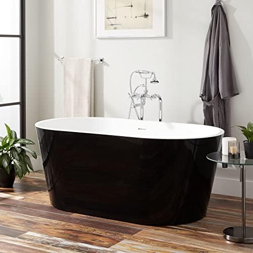 Signature Hardware 480879 Eden 63" Acrylic Soaking Tub with Integrated Overflow and Drain - Black