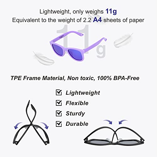 Image of COCOSAND Flexible Polarized Baby Sunglasses with Strap | UV Protection, Bendable, For Toddler Infant Newborn Girl Boy, Age 0-24 Months