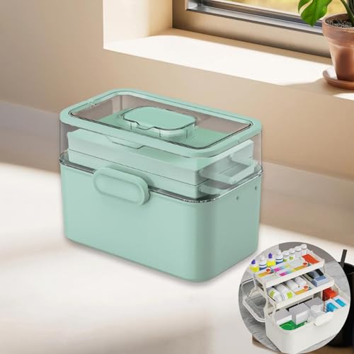 Boîte à pharmacie portable et conteneur pour accessoires de couture multifonction vert - 5