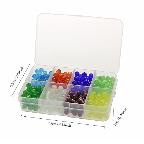 400Pcs 6Mm Stone Beads Kit Round Loose Gemstone Light Blue Red Dark Blue Light Green Dark Green White Purple Golden Cat's Eye Stone Beads For Bracelet Necklace Earrings Jewelry Making #TOP2
