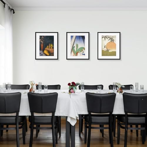 Picrit 14x17 Picture Frame 3 Pack, Black Poster Frame, Display Poster 10 x 14 with Mat or 14 x 17 without Mat for Horizontal or Vertical Wall Mounting