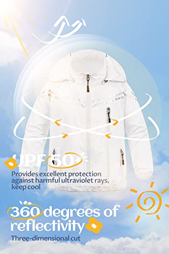 Image of CREATMO US Boys Girls Rain Coat Kids Reflective Cycling Jacket Waterproof Packable Children Windbreaker With Removable Hood