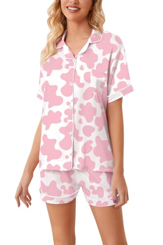 Image of Girls & Womens Satin Pajamas Set, Silk Button-Down Sleepwear 2 Piece Nightwear, 3 Years - Women XXL