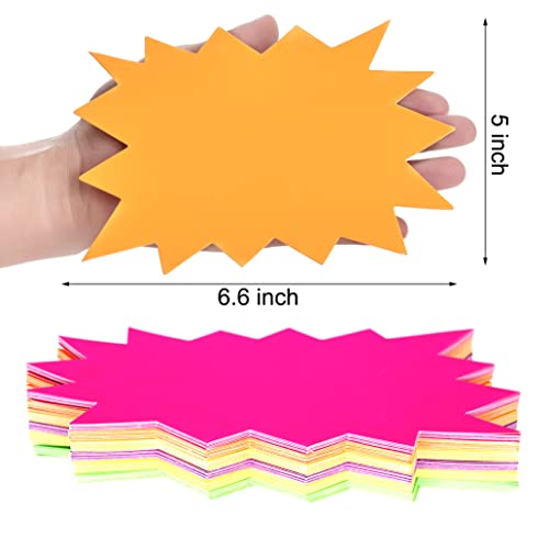 5x66 inch 60pieces fluorescent neon signsburst star cutouts signs for retailgarage sale signyard sale supplies price tags signsposter board decorations6 colors 60pcs