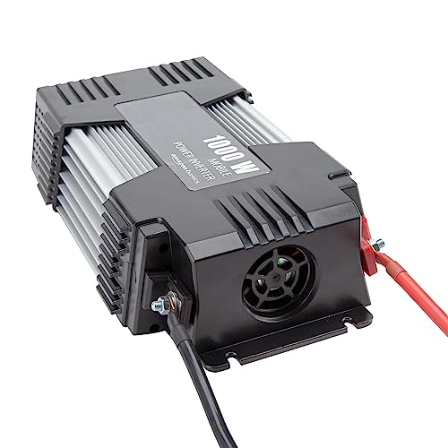 Image of Amazon Basics 1000W Car Power Inverter, 12V to AC 110V, Portable, 2 AC Outlets, USB Port, 13.81 x 7.44 x 3.07 inches