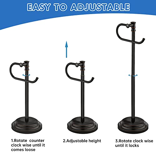 Rumose Toilet Paper Holder Stand For Floor, Oil Rubbed Bronze Adjustable (12.4" To 22.8") Bathroom Toilet Tissue Holder, Free Standing Toilet Paper Roll Holder With Storage, Stainless Steel #TOP2