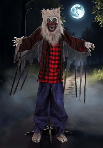 Fun Costumes 5FT Lycan Lucian Animatronic | Life Size Werewolf Halloween Decoration with Lights Sounds for Haunted House or Yard