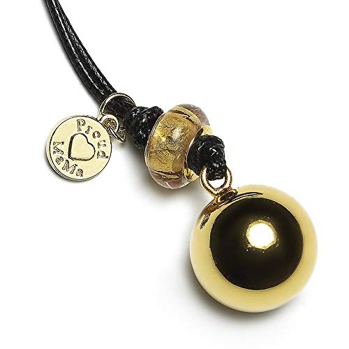 Preisvergleich Produktbild Proud MaMa Round Gold Basic / Schwangerschaftsketten / Schwangerschaftsjuwel Babyklingel Mexiko / Geschenk Schwangerschaft / Nickelfrei