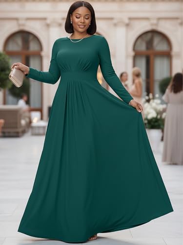 Image of KOH KOH Womens Long Sleeve Flowy Empire Waist Fall Winter Maxi Dress Gown