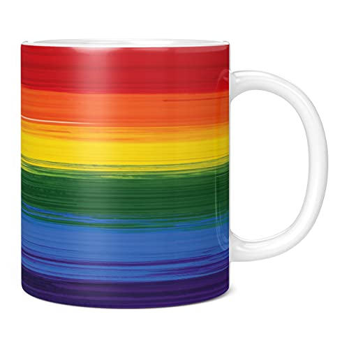 Mug Monster Becher mit bemaltem Effekt, LGBT LGBTQ Geschenk, RegenbogenFlagge – KeramikKaffeetasseTasse, Geschenk für Männer oder Frauen, extra große und riesige Tasse erhältlich, 325 ml weiße
