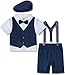 Produktbild mintgreen Baby Jungen Gentleman Outfits für Taufe Geburtstagfeiern Kostüme Set, Royal Blau, 2-3 Jahre (Herstellergröße : 100)