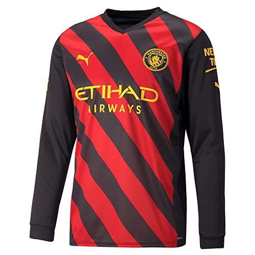 Maillot de Foot Manchester City Manches Longues Noir et Rouge Saison 2022/23 Homme