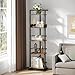 Hosfais Book Shelf Narrow Bookshelf: 5 Tier Wood Bookcase with Metal Edge Protection Industrial Modern Bookshelf Book Storage Organizer for Living Room Bedroom Home Office (Rustic Brown)