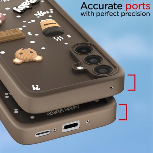 Image of Outlouders Back Cover for Samsung Galaxy A56 5G | 3D Cartoon Bear Cute Fun Silicone Full Body Protection Bumper Case (Brown)