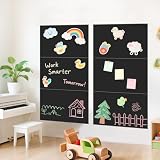 FUHSY Lavagna magnetica autoadesiva, set da 6 pezzi, 40 x 25 cm, colore nero, lavagna magnetica con gesso e puzzle Tangram, per la cameretta dei bambini, la stanza dei giochi e la cucina