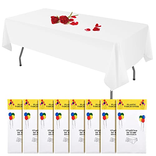 Lot De 8 Nappes Jetables Rayées Rouge Et Blanc - 130x220 Cm, Thème Carnaval, Fête, Anniversaire, Noël