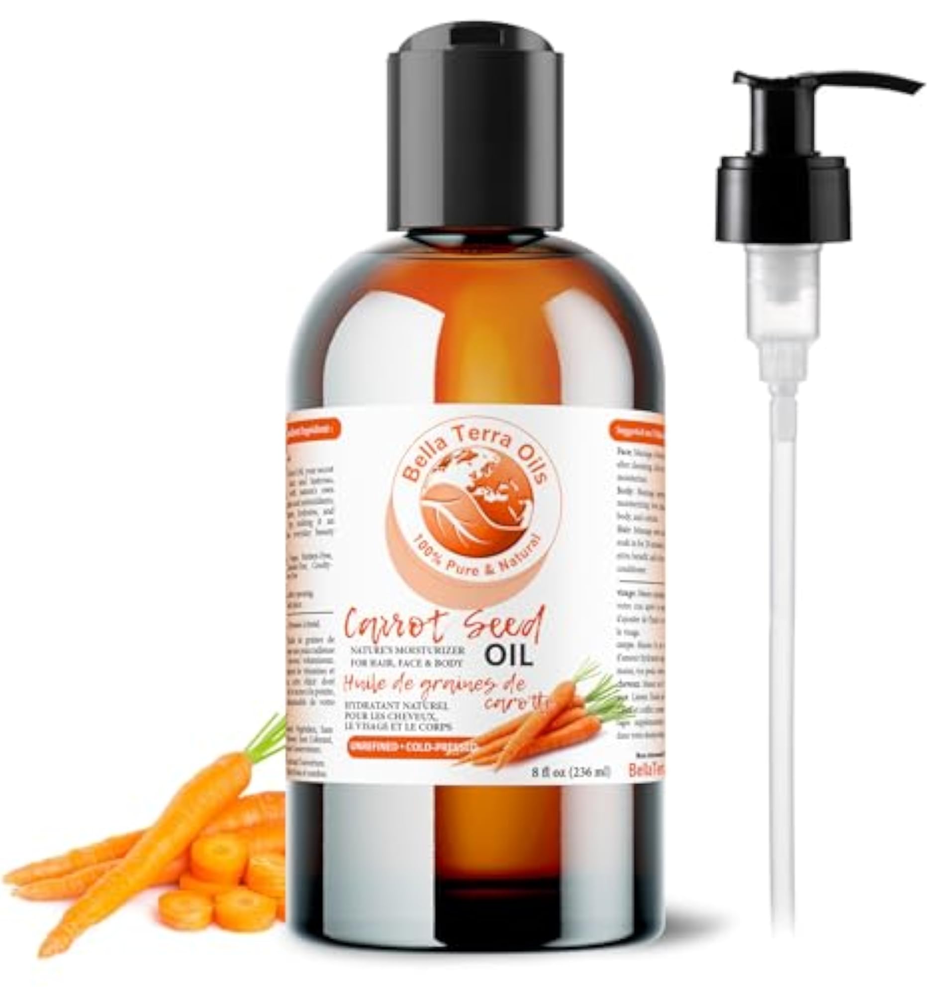 Carrot Seed Oil, 8oz, Cold-pressed Organic