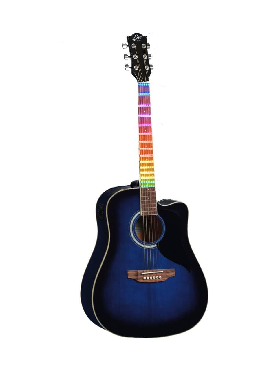 EKO GUITARS - Ranger CW EQ Blue Sunburst VISUAL NOTE, Chitarra Acustica Elettrificata Dreadnought Cutaway,Sistema LED Interattivo; Preamp SE30 con Accordatore; Blue Sunburst Glossy