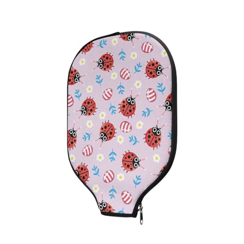 Viuacagoru Easter Eggs Pickleball Paddle Cover Ladybird Cute Pickleball Paddle Case with Zipper Fits All Paddles Shapes and Sizes Holiday Pickle Ball Accessories