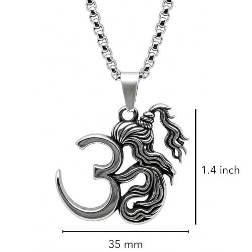 Image of THE MEN THING - Sanatan Divine Symbols Oxidised Pendant Necklace with 24inch Round Box Chain for Men & Boys