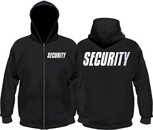 Coole-Fun-T-Shirts Security - Sweatshirtjacke mit Kapuze - reflektierende Folie schwarz Gr.L