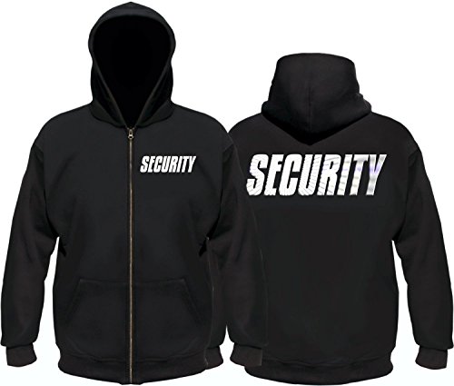 Coole-Fun-T-Shirts Security - Sweatshirtjacke mit Kapuze - reflektierende Folie schwarz Gr.4XL