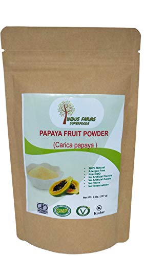 100% Natural Papaya Powder, 8 oz, Eco-friendly Resealable pouch, No Artificial Flavors/Preservatives/Fillers, Halal, Kosher, Vegan-Friendly, Non-GMO