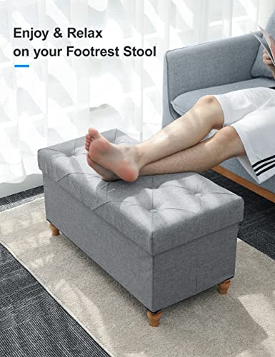 Nicehill 2022 Upgraded Ottoman With Storage For Living Room, Storage Ottoman With Legs, Ottoman With Storage 80L, 30" Storage Bench For Bedroom, Living Room, Foot Rest, Linen Fabric (Light Grey) #TOP3