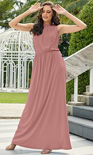 Image of KOH KOH Womens Long Sleeveless Halter Bridesmaid Wedding Guest Maxi Dress