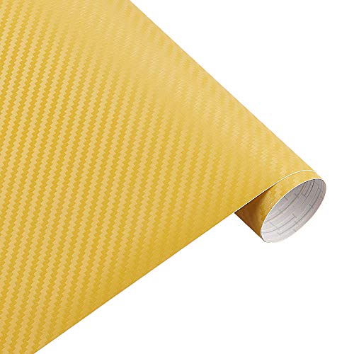 Covering Voiture 200cmx35cm Film de voiture 3D Covering Carbone (Color : YELLOW)