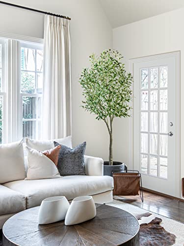 Astidy Faux Olive Tree 7Ft-Artificial Olive Tree - Fake Olive Silk Trees With Handmade Woven Basket Planter - Olive Trees Artificial Indoor For Home Living Room #TOP7