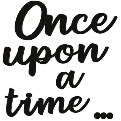 Zaruatu Once Upon a Time Sign Nursery Wall Decor Wooden Once Upon a Time Wall Decor for Reading Nook Nursery Bedroom Bookshelf Birthday DIY Decoration (Black)