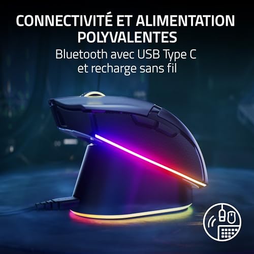 Razer Cobra Pro - Souris de Jeu sans Fil avec RGB - Optical Focus Pro Sensor avec 30K DPI (10 Boutons Personnalisables, HyperSpeed Polling 8K Hz, Bluetooth, Illumination avec 11 Zones) Blanc