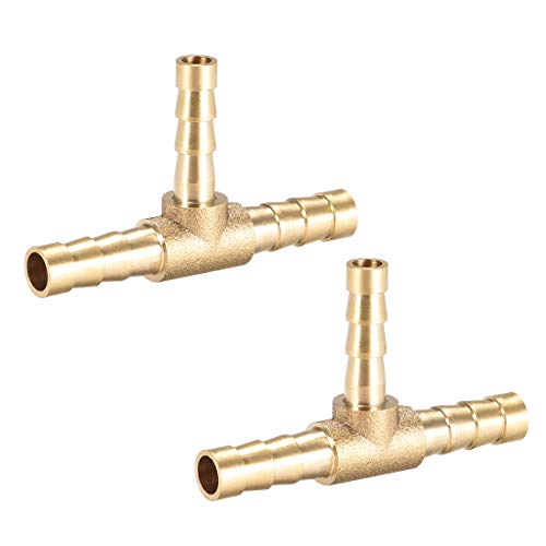uxcell Tee Brass Barb Fitting Reducer 3 Way, Fit Hose ID 6mm x 5mm x 6mm 2pcs uxcell Tee Brass Barb Fitting Reducer 3 Way, Fit Hose ID 6mm x 5mm x 6mm 2pcs