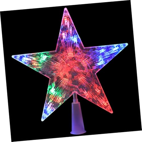 BESTYASH Weihnachtsbaumspitze Bunter Kunststoff Stern mit LED Licht...