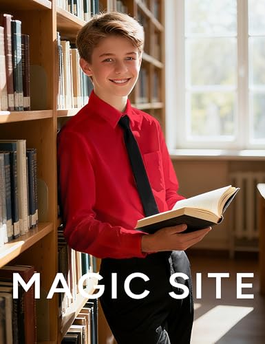 Image of Boys Long Sleeve Button-Down Dress Shirts with Tie: 2 Fabrics (Stretch /Standard) & 2 Fits (Regular /Husky)