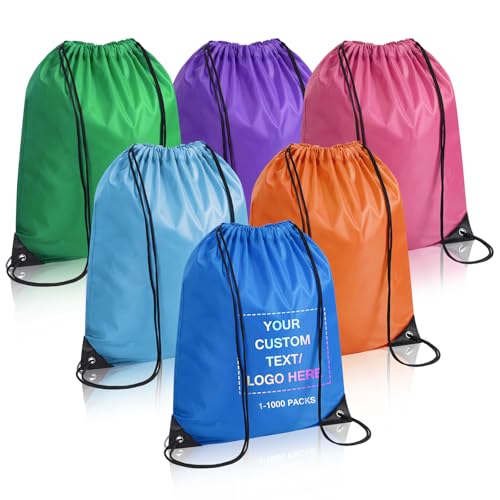 Bslenjoy Mochilas personalizadas con cordón, mochila de gimnasio personalizada para viajes, hombres, mujeres, paquete de bolsas con cordón para uso diario a granel, azul real, 1-1000pcs