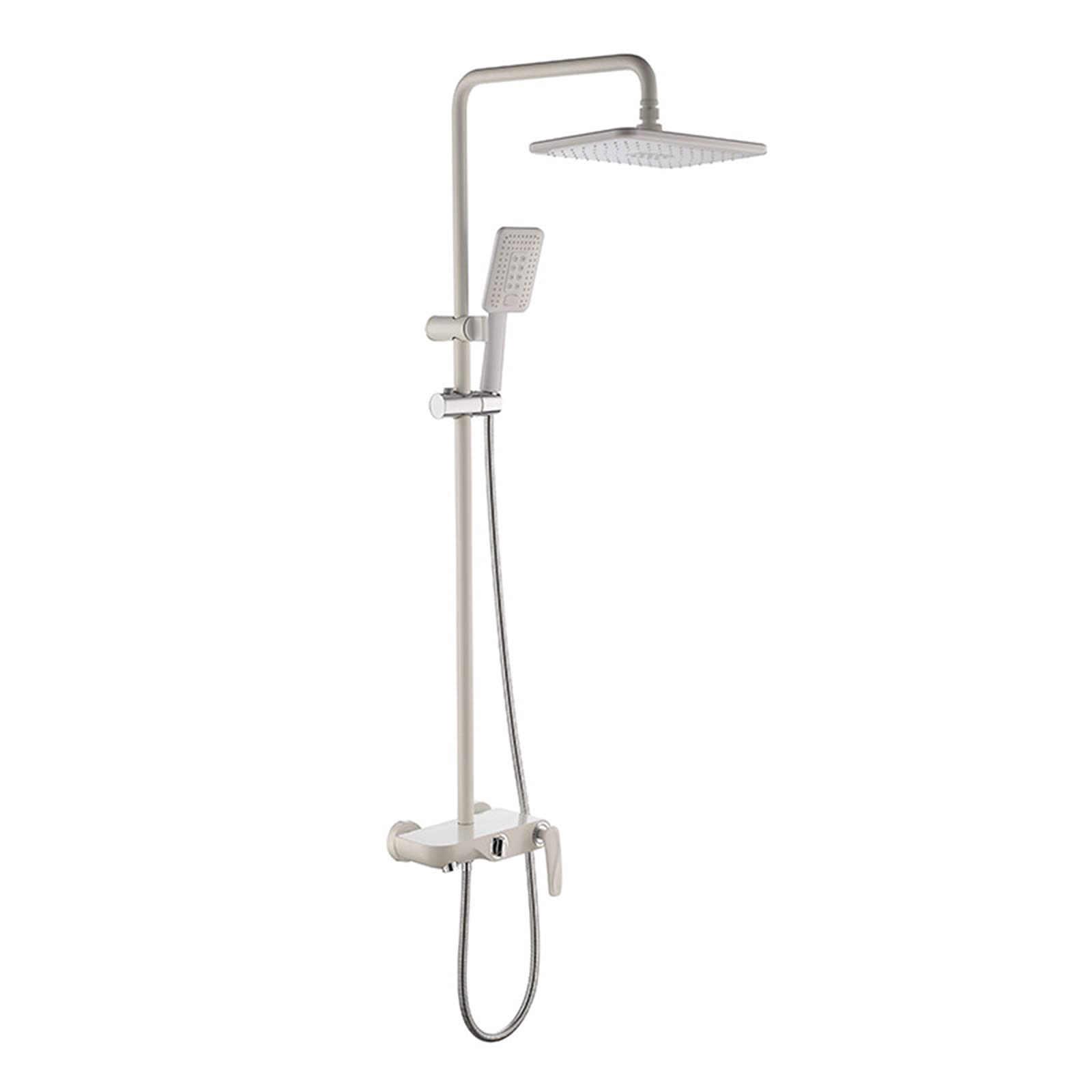 WOTZOV Luxury Shower Faucet Set With Storage Plane, Brass Rain Mixer Combo Wall Mounted High-Pressure System