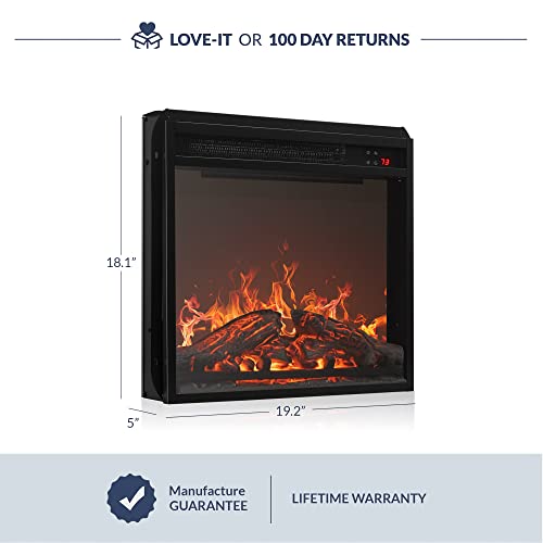 Belleze 18" Electric Fireplace Insert, Recessed Fireplace Heater With Remote Control, Indoor Fireplace Heater With Adjustable Brightness, Timer, Automatic Temperature Control, Black #TOP5