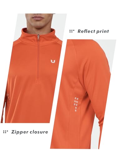 Image of NORTHYARD Men's Quarter Zip Pullover Athletic Running Shirt Long Sleeve | 1 /4 Zip Top, Quick Dry Lightweight, Moisture Wicking Breathable, Reflective Strips, Performance Workout Gym, Hiking Sports