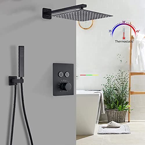 Système de douche thermostatique noir résolvant les variations d'eau - 6