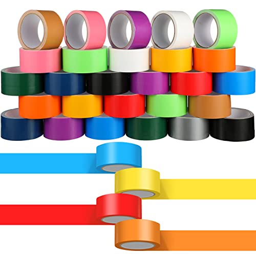Image of Fainne 24 Pack Colored Duct Tape Bulk, Colorful, 10 Yards X 2 Inches