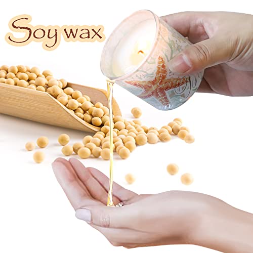 Immeiscent Ocean Scented Pillar Candles, Glass Jar Candles With Wood Lids, 3.52 Oz Natural Soy Wax Candle, Aromatherapy Candles For Home Scented, Candle Gift, Spa, Set Of 6 #TOP6